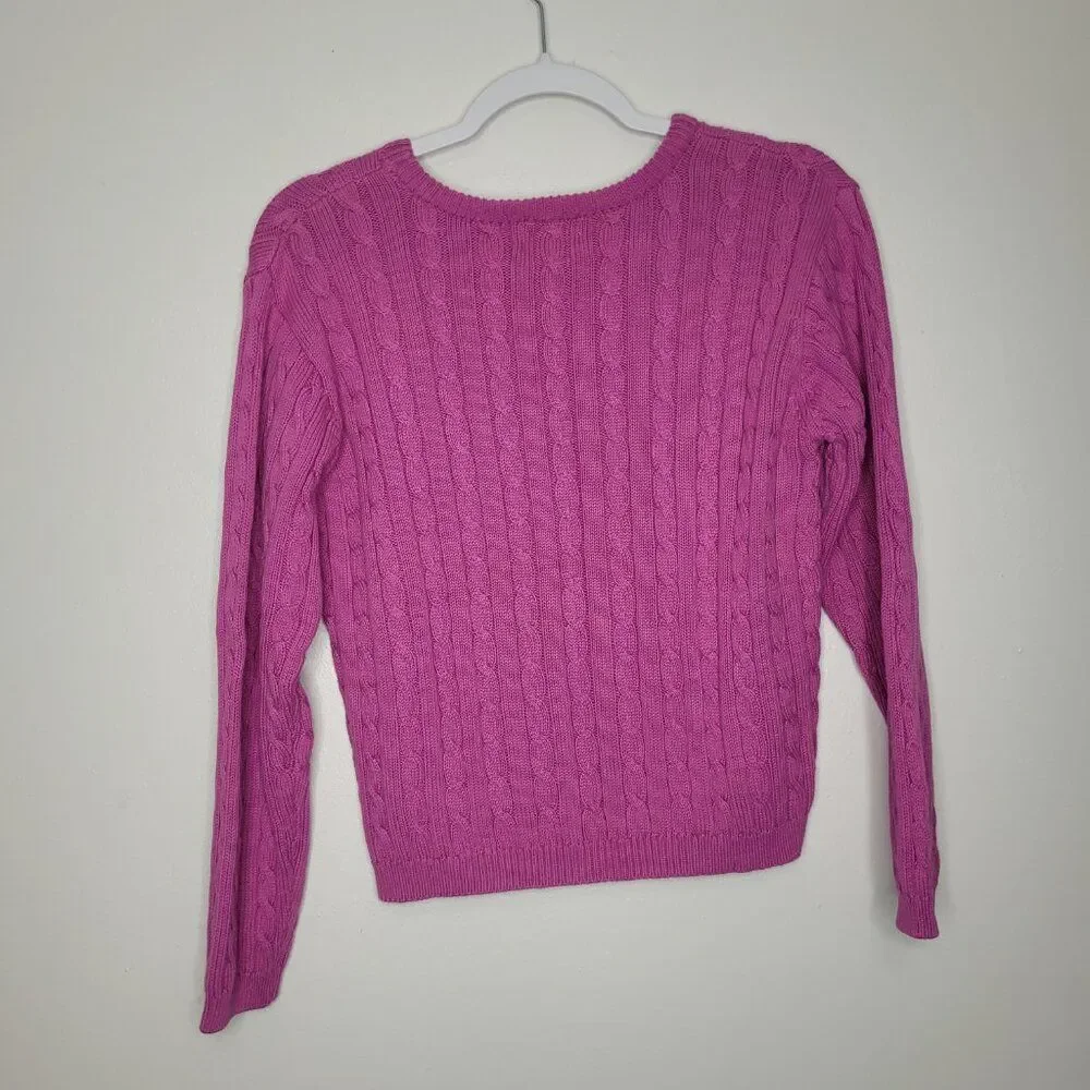 Vintage Lilly Pulitzer pink cable knit preppy girlie long sleeve sweater